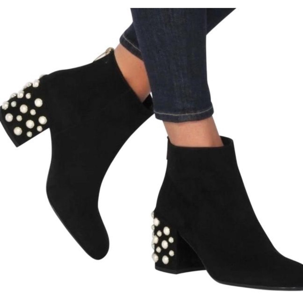 Stuart Weitzman Bacari pearl velvet booties